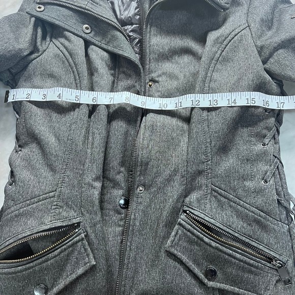 GUESS Women's Gray Pea Coat Trench with Hood and Insulated Puffer Vest S - Picture 11 of 13